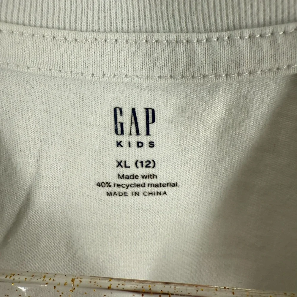 Gap Tee Shirt Kids XL (12) Off White Graphic Print Super Mario‎ New Soft Knit